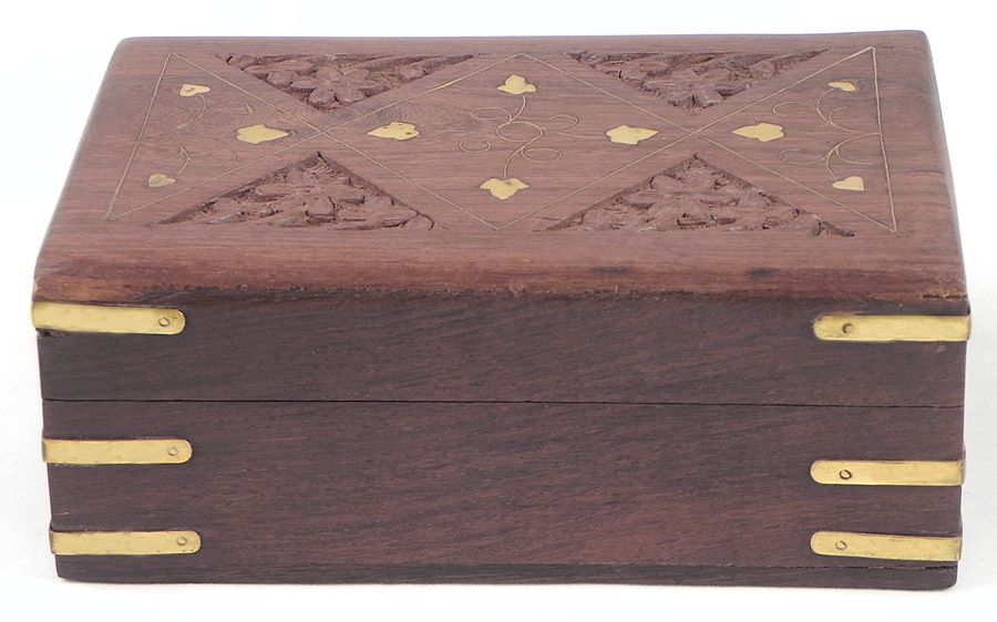 Brass Inlay Wooden Jewelry Box 2 25 X 6 X 4 Inches   Jewelry Box MF91 L 