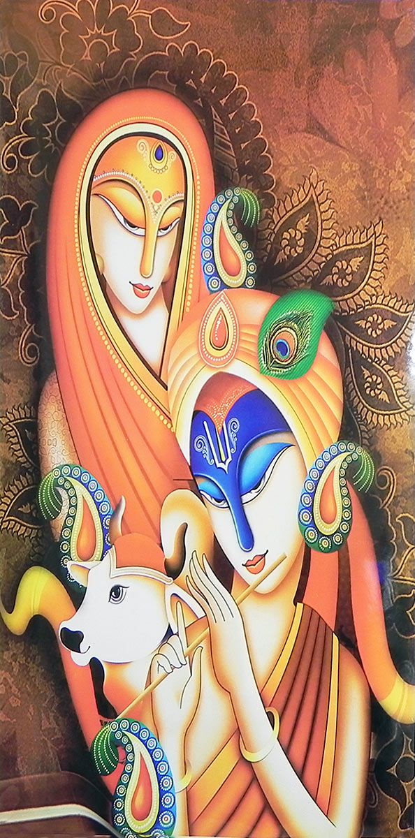 Cowherd Krishna with Radha - Poster