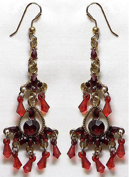 Red Stone Studded Designer Earrings