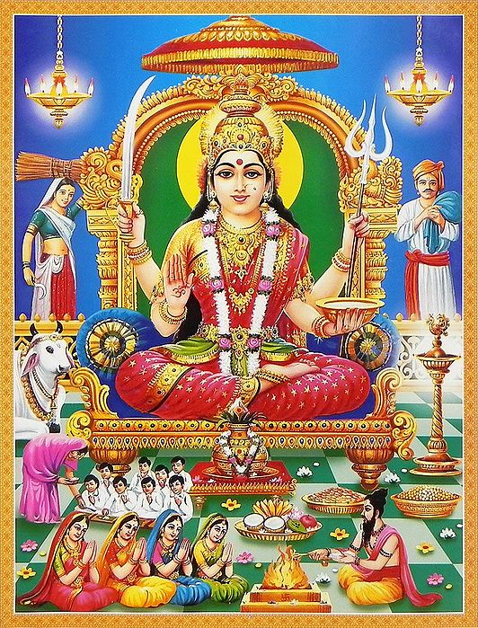 Santoshi Mata - Reprint on Paper - 18 x 14 inches - Unframed