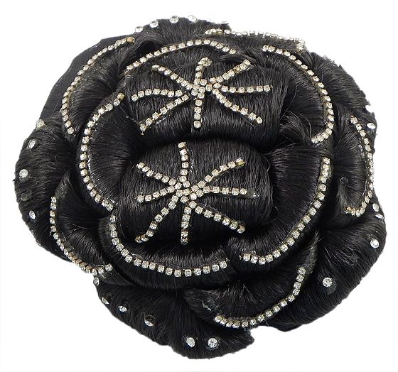 Stone Studded Designer Hair Bun - Dia - 5 inches