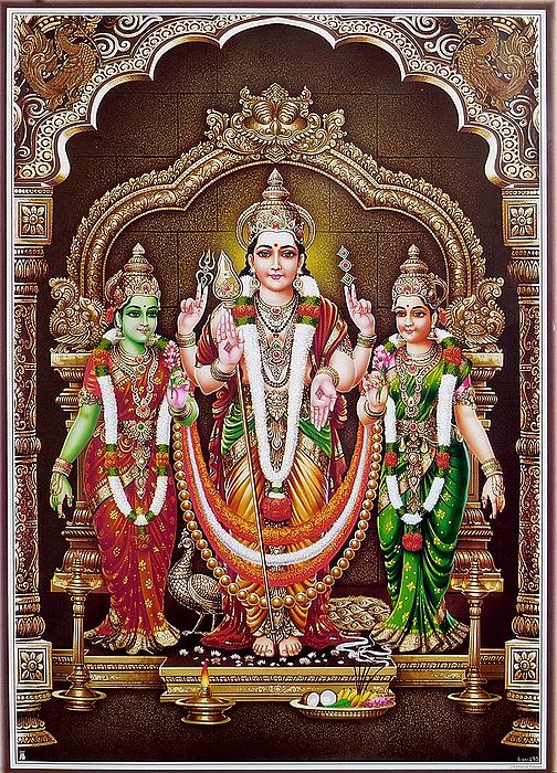 Lord Murugan with Devyani and Valli - Poster