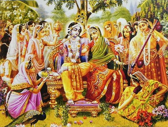 Radha Krishna with Gopinis - Poster