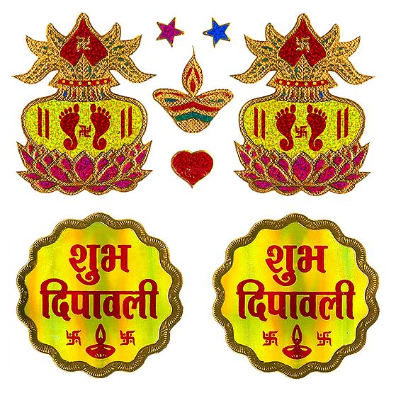 Shubh Deepavali and Charan on Kalash Sticker