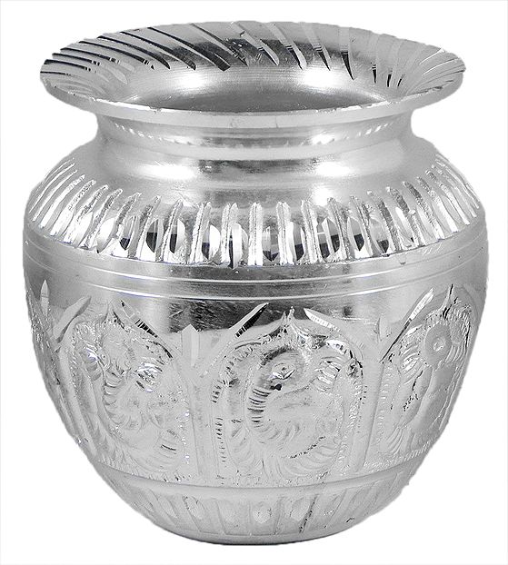 White Metal Kalash - Dia - 4.5 inches Height - 4.25 inches