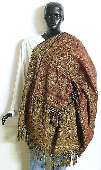 Gorgeous Silk Finish Weaved Reversible Himroo Shawl