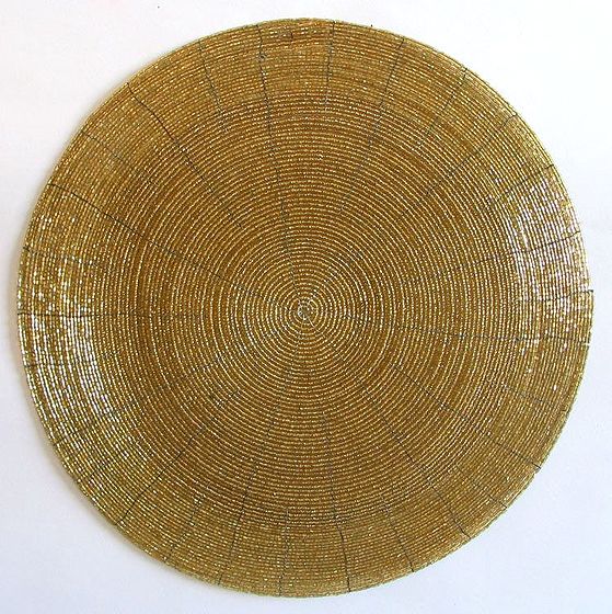 Plain Golden Beaded Round Centre Table Mat