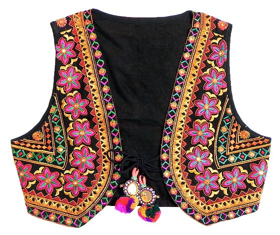 Kutchi Embroidery on Ladies Koti Jacket